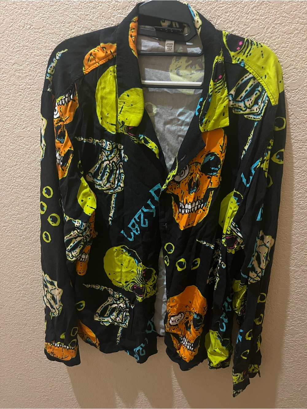 Lazy Oaf Alien and Skull Button Down - XL - Unisex